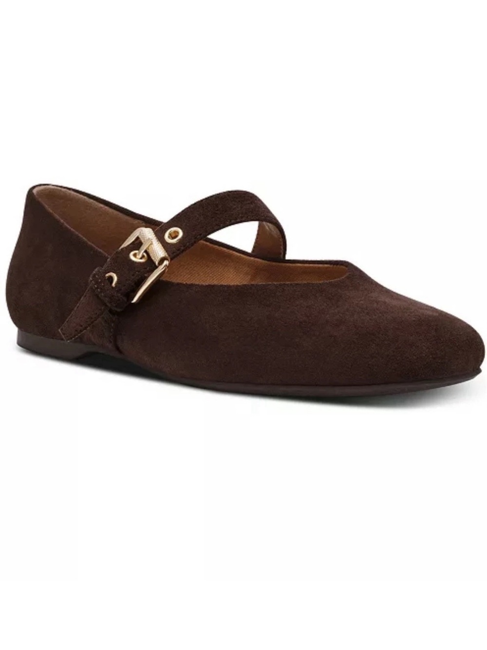 Women's NWT Buckle Mary Jane Flats in Brown Faux Suede-Size 7- DV by Dolce Vita - Picture 2 of 12